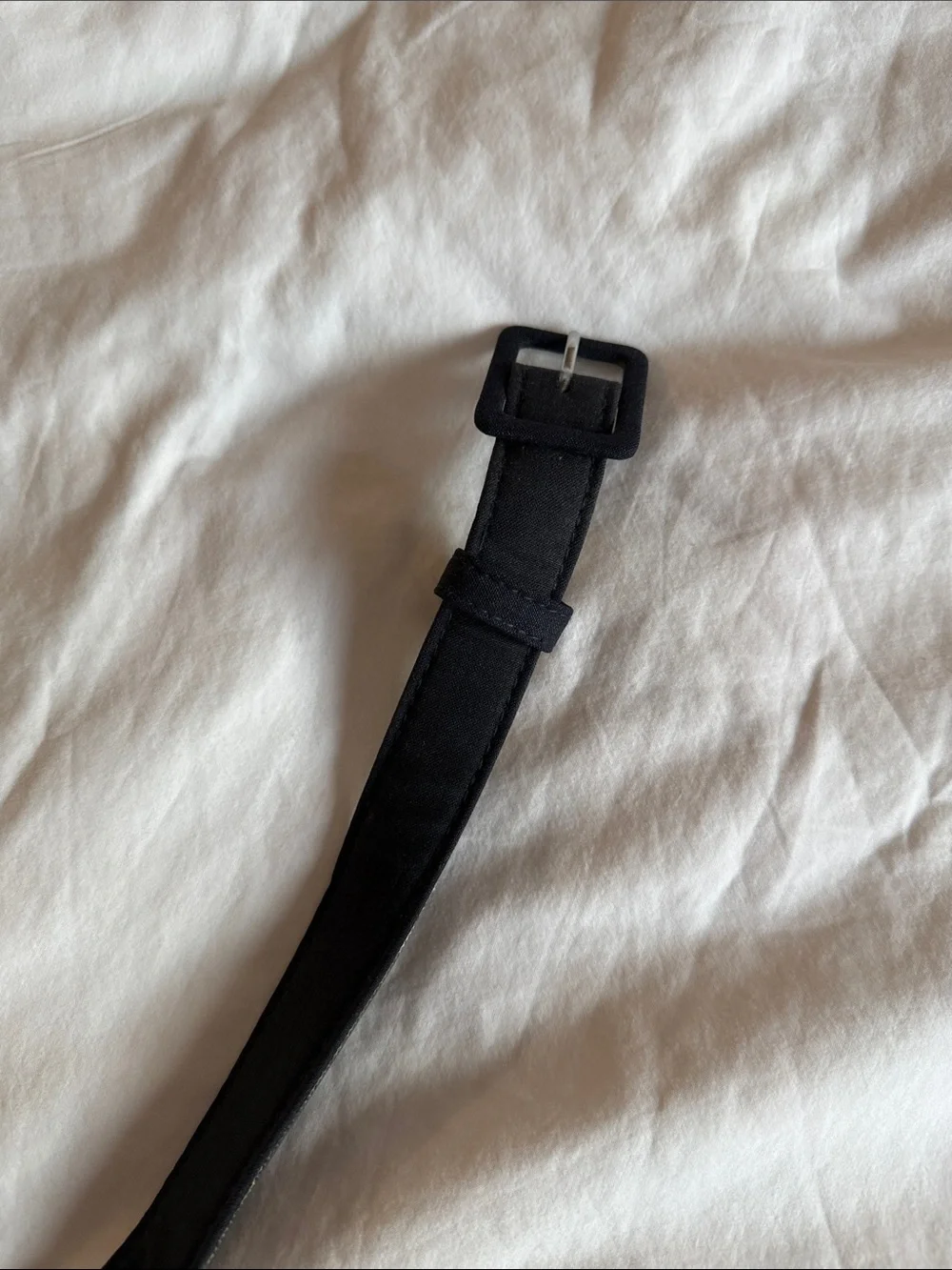 Theory Black Fabric Belt with Square Buckle